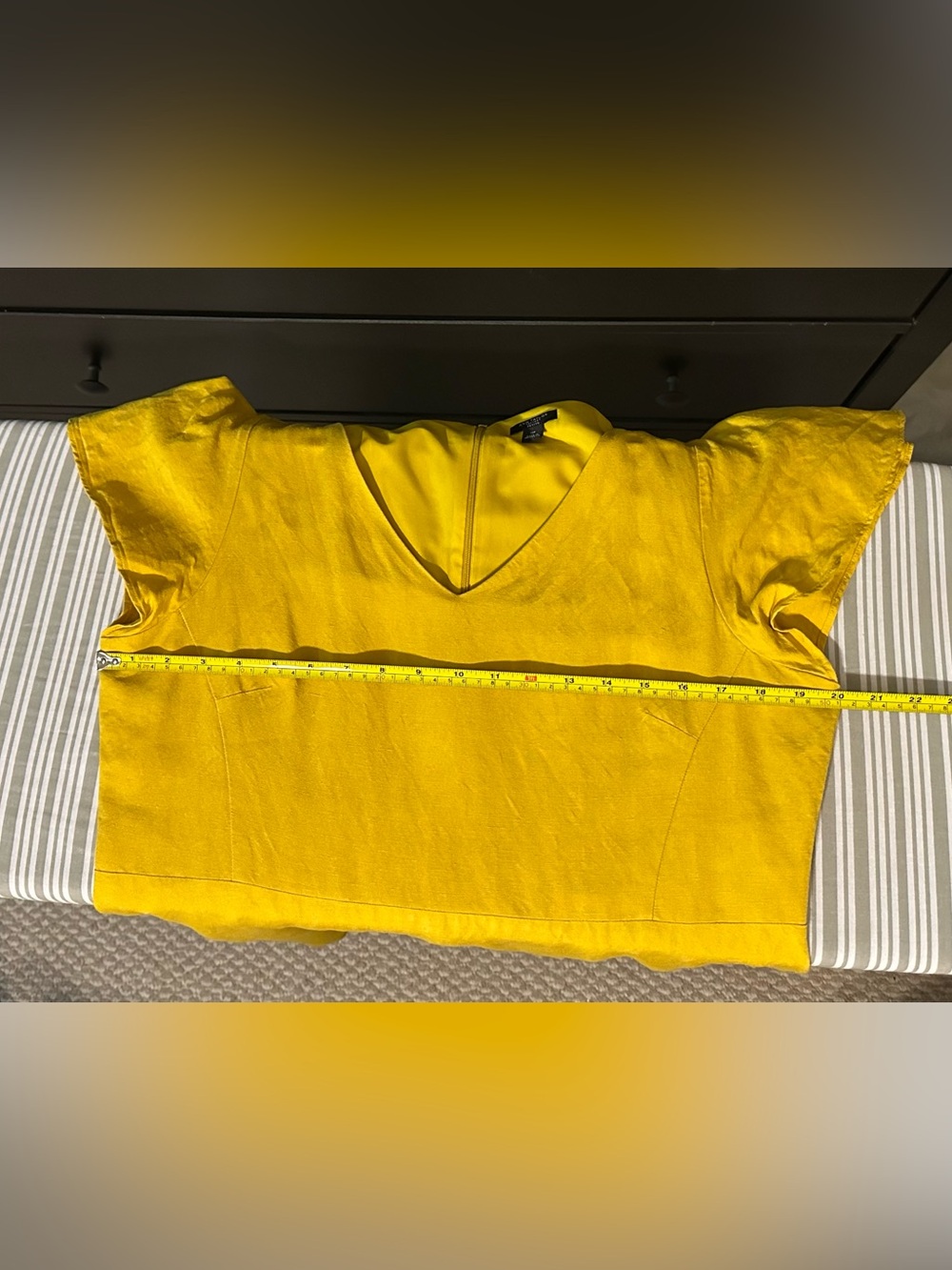 Ann Taylor Factory Golden Yellow V-Neck Midi Dress 14P - Picture 6 of 7